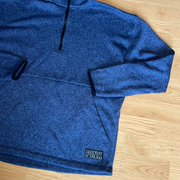PINK Victoria’s Secret Blue and Black Quarter Zip Pullover Size Small - Picture 3 of 6